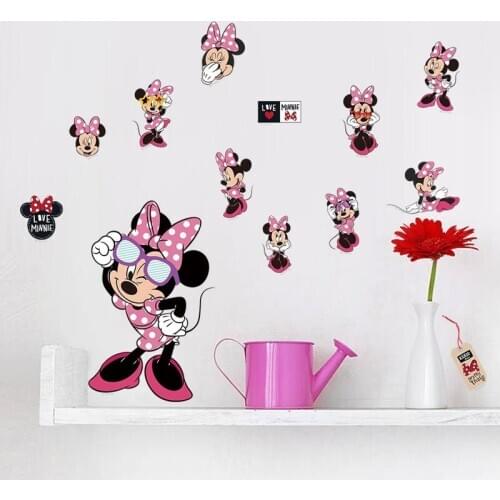 2Sheet Original Disney Mickey Minnie Wall Stickers Cartoon Childrens Room Bedroom Kindergarten Decoration Waterproof Removable