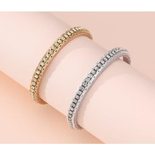 ORNAPEADIA Fashion Womens Bracelets PU Leather Multilayer Narrow Side Rhinestone Chain Magnetic Clasp Bracelet Wholesale