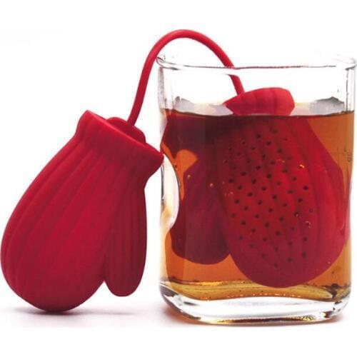 Santa Claus Gloves Shape Silicone Tea Filter strainers Coffee Infuser New Years Gift Table Decoration LX8140
