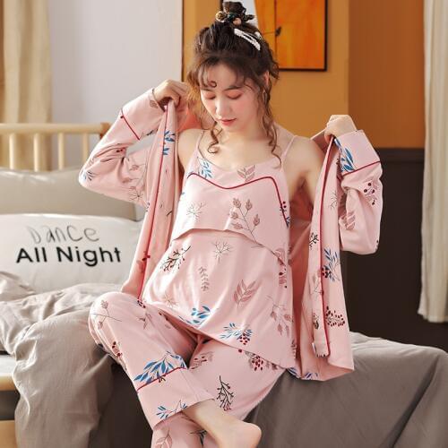 Autumn Long Sleeve Women Pajamas Set Fashion Big Size Print Homewear Pregnent Clothes Maternity Pant Pajamas Sets Sleep & Lounge