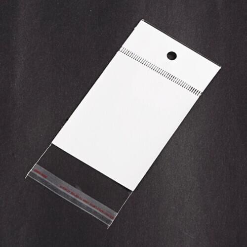 500pcs Rectangle Cellophane Bags Self Adhesive Seal Plastic Bag Resealable OPP Poly Pack Bag With Hang Hole for Jewelry Packing