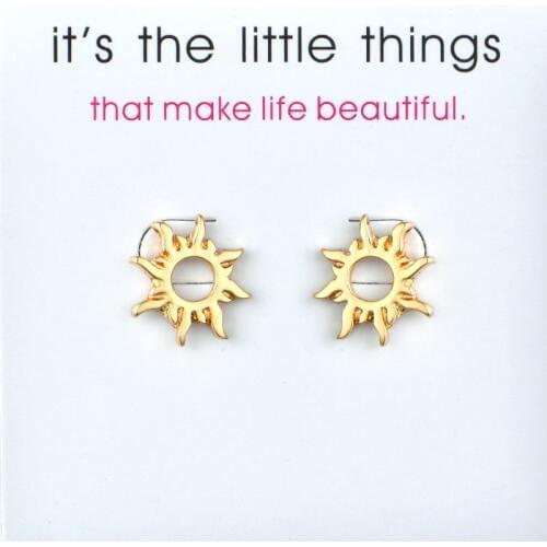 12pairs Fashion Jewelry Ear It Is The Little Things Friendly Golden Sun Stud Earrings For Women
