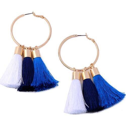 3 Colors Big Loop Fringe Tassel Earrings 2017 Fashion Handmade Women Boho Long Earrings Ethnic Jewelry Brincos