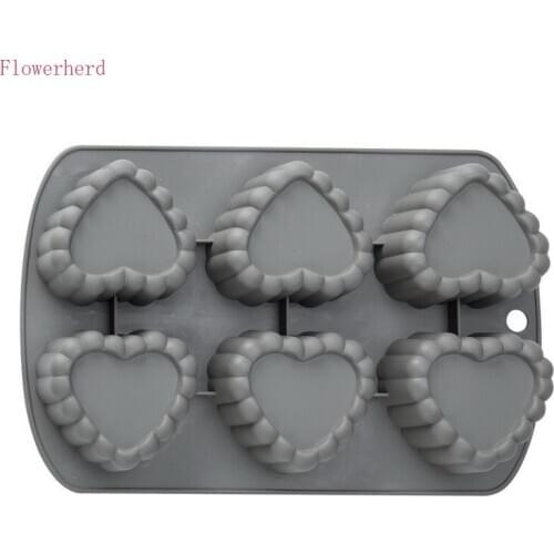 DIY 6-hole Heart Shaped Cake Silicone Mold Rice Ball Bread Cookie Sushi Mold Pudding Mold Handmade Soap Mold Chocolate Mold