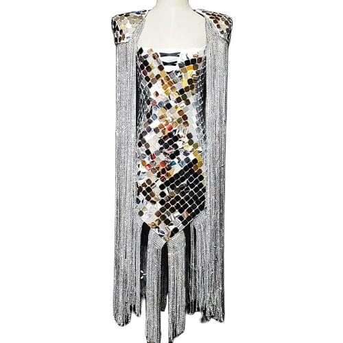 Sparkling Rhinestones Mirror Sequins Tassel Bodysuits Handmade Personality Performance Costume Ladies Ladies Dance Costume