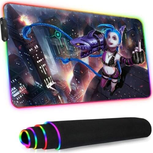 Led Mousepad Rgb Anime Lol Jinx Genshin Impact Pc Gamer Girl Kawaii Gaming Accessories Santoro Gorjuss Longteng Rubber Base
