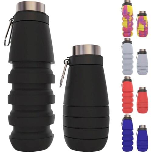 500ml Outdoor Water Bottle Folding Retractable Portable Sports Bottle Food Grade Silicone Heat Resistant Plastic Sports Bottle
