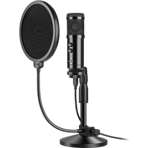 USB Microphone, USB Microphone Kit 192KHz/24Bit USB Condenser Podcast Streaming Microphone with Table Mic Stand, Pop Filter