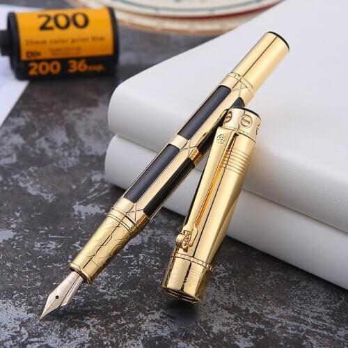 High Quality Luxury Fountain Pen Ink Pen 0.5mm 10K Gold Nib Stationery Beautiful Gift Box Penna Stilografica Vulpen Stylo