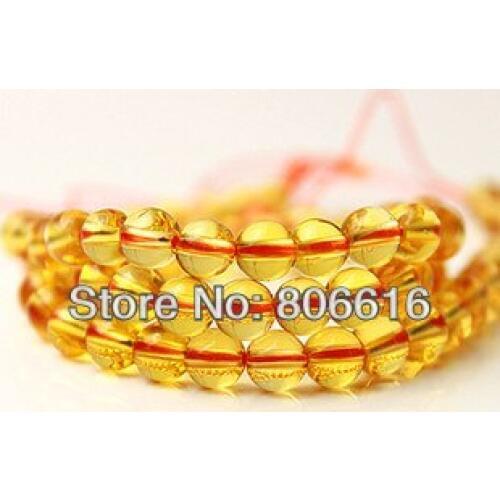 10MM Natural Yellow Crystal Quartz Bead Strands Semi-precious Stone Jewelry Beads Accessories