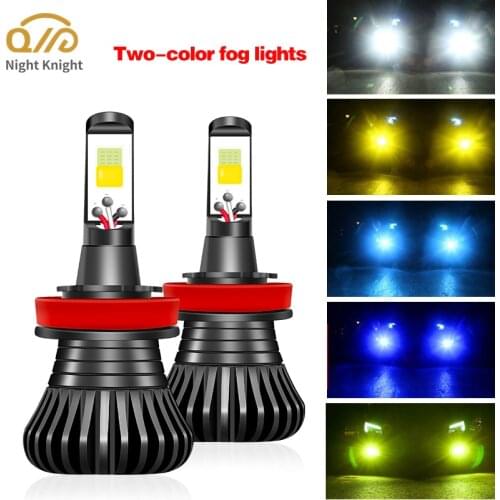 Night knight Car Fog Lights H4 Dual Colors LED Bulbs H3 H7 H11 881 H8 H16 9005 HB3 9006 HB4 H27 880 881 H1 Auto Fog Lamp 12V 24W