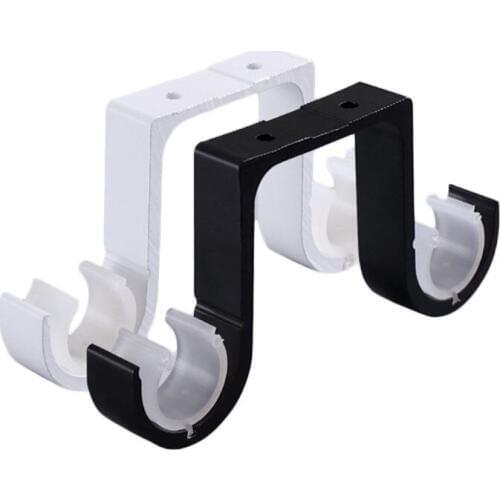 2pcs Double Curtain Rod Brackets Window Hardware Hook Holder Hanger Home Decor