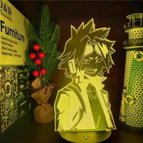 Denki Kaminari 3D Night Light Anime Figure My Hero Academia Led Lamp Boku No Hero Bedside Decoration Lampara Table Desk Lights