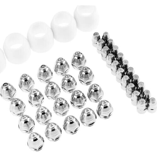 45Pcs P80 Electrode Tips 1.3 Nozzle Shield Cup for P-80 Plasma Cutter Torch Consumable 80-100A Welding Soldering Tool