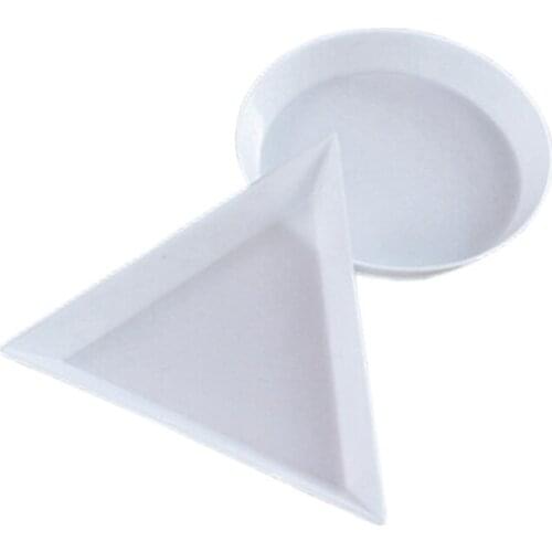 5PCS/Lot White Triangular / Round Bead Sorting Tray Plastic Bead Sorting Trays Diamond Rhinestone Plate Tray for DIY Nail Art