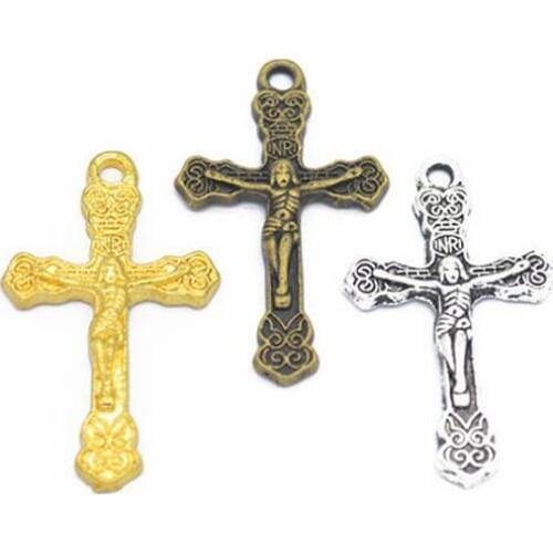 50pcs 32x19mm Antique Bronze/ Antique Silver/ Gold Alloy Crosses Charm Pendant Fit Bracelets Necklace DIY Jewelry Making