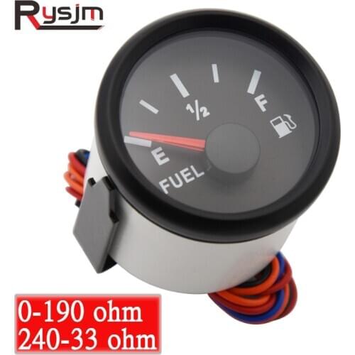 52mm Auto Fuel Level Gauge 0-190 ohm/240-33 ohm Marine Boat Fuel Level Indicator meter For Car Truck Yacht RV With Red Backlight