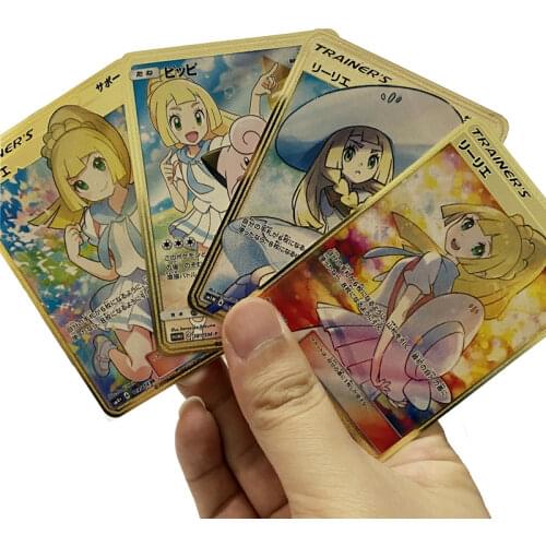 New Trainers Lillie Carte Pokemon Metal Card English Vmax GX EX Gold Cards Collection Cartas Toys For Children Kids Gifts