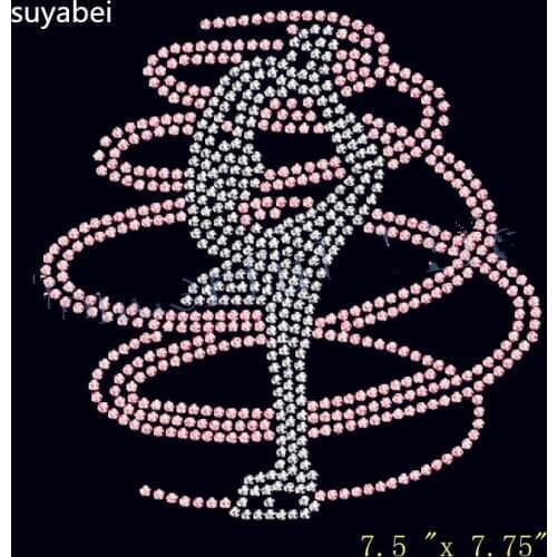 Lovely girl Beauty appliques rhinestone transfers iron on rhinestone transfer designs hot fix rhinestone applique for embellish