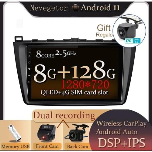 Android 11.0 Car Radio Multimedia Player For Mazda 6 GH 2007-2012 Autoradio GPS Navigation Camera WIFI IPS Screen Stereo RDS