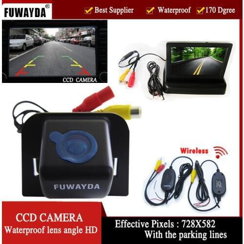 FUWAYDA Wireless CCD Car Rear View Camera for Toyota Prius 06-10/ Camry 09 10/ Aurion 06-11 4.3 Inch foldable LCD TFT Monitor HD