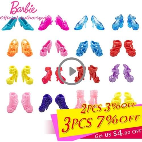 Random 20 Pairs Assorted Fashion Colorful Mixed Style Sandals High Heels Shoes For Barbie Doll Accessories Clothes Dress Kid Toy