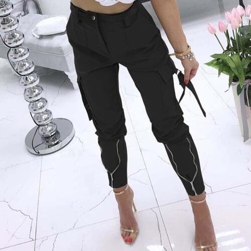 Womens Cargo Pants Big Pocket Jogger High Waist Streetwear Harajuku Females Trousers Solid Casual Harem Pants брюки женские