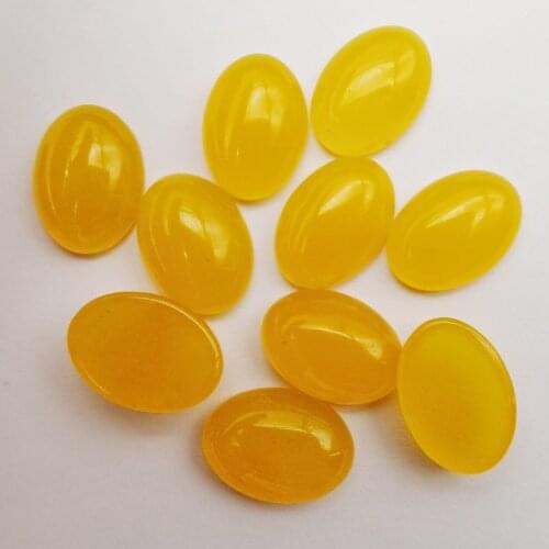 14x10MM Luck Yellow Jad e Stone Beads Oval CAB GEM Jewelry Making (10 pcs/lot) H129