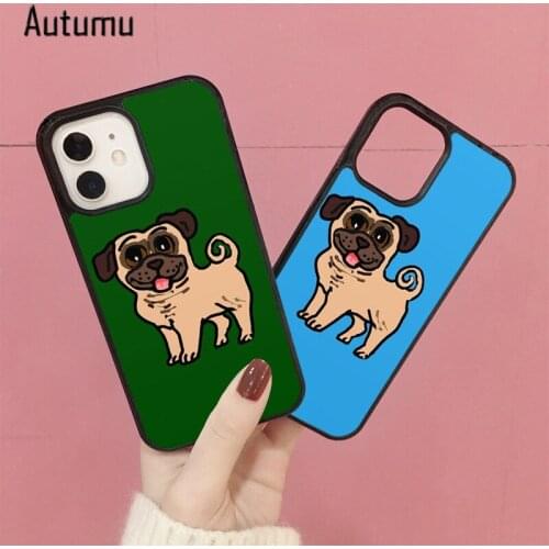 Phone Case for iPhone 12 mini X XS XR 11 Pro Max SE 2020 5 6S 7 8 Plus Samsung Galaxy S8 S9 S10 S20 S21 Cute Pug Print Cover