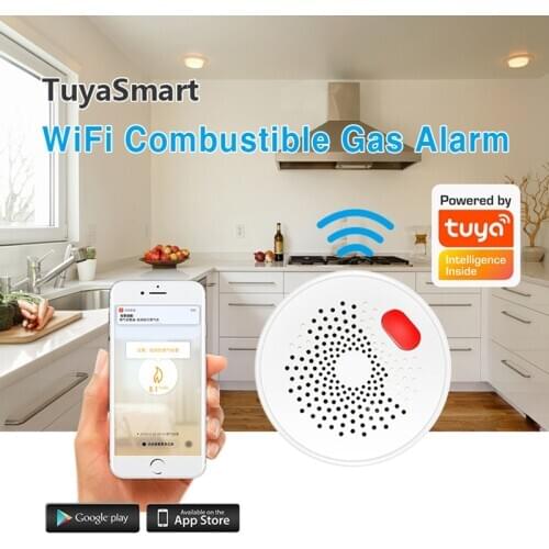 Tuya WiFi GAS LPG Leak Sensor Alarm Fire Security Detector Smart Life APP Control Smart Home Leakage Safety Sensor AC 85V-250V