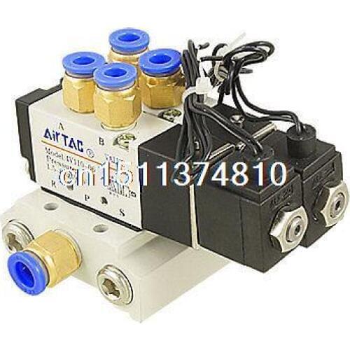 DC 24V 2 Position 5 Way Single Head 2 Pneumatic Solenoid Valve w Base