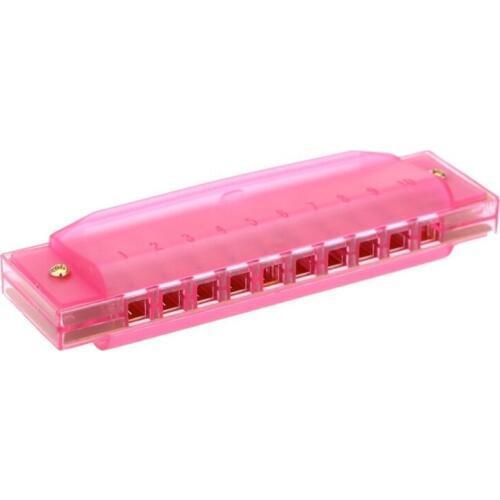 Diatonic Harmonica 10 Holes Blues Harp Mouth Organ Key of C Reed Instrument with Case Kid Musical Toy Pink