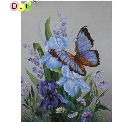 DPF Purple butterfly flower home decor diamond embroidery crafts diamond painting cross stitch needlework diamond mosaic square