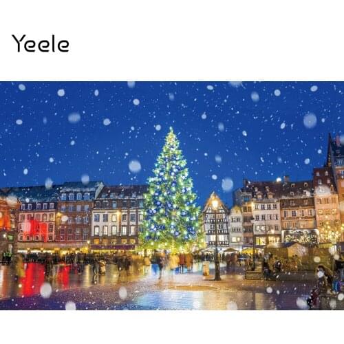 Yeele Winter Town Scene Christmas Tree snowflake Baby Portrait Photography Backdrop Photographic Backgrounds Photo Studio