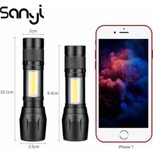 SANYI 3 Mode Flashlight Power by AA Battery Portable Lantern XPE COB Torch 3800 LM Linternas Camping Hunting Lighting
