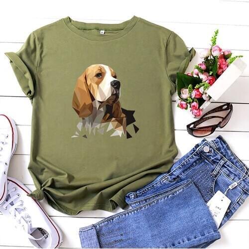 Beagle Funny T Shirt Women Fashion Summer Short Sleeve O-neck Cotton Tshirts Women Loose Camiseta Mujer Casual Tee Shirt Femme