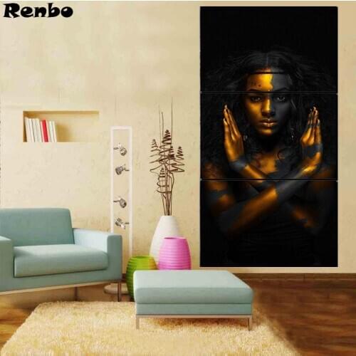 3 Piece sets 5d diy diamond painting African woman picture by number full square/round drill mosaic 5d cross stitch embroidery