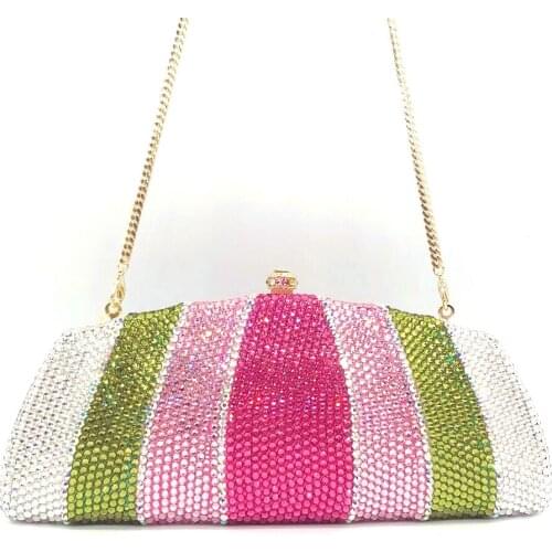 Classical Bridal Wedding Party Purses Women Evening Party Luxury Diamonds Rainbow Colorful Full Crystal Clutches Elegant Purses