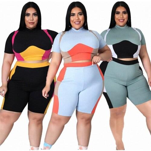 Two Piece Set Plus Size Women Clothing Wholesale Tops and Shorts Tracksuit Jogger Summer Outfits Biker Shorts Sets Dropshipping