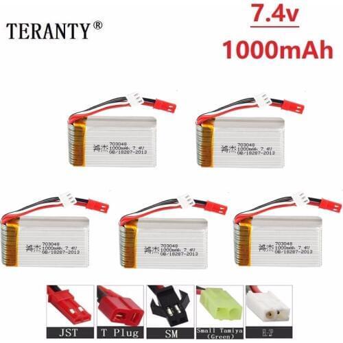 7.4v 1000mah 703048 Lipo Battery For MJXRC X600 U829A U829X X600 F46 X601H JXD391 FT007 Lipo Battery 7.4 V RC toy battery 10pcs