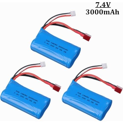 7.4V 3000mah lipo Battery 18650 2S T Plug for Q46 Wltoys 10428 /12428/12423 RC Car Spare Accessories 7.4V high capacity battery