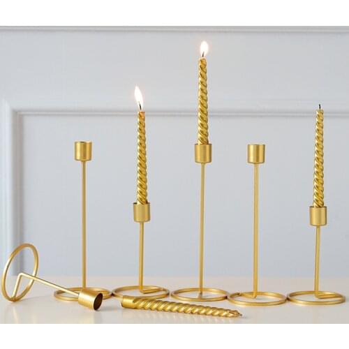 Nordic Metal Candle Holders Wedding Party Decoration Golden Candlestick Modern Home Decor Candles Container