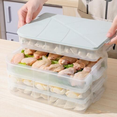 Multi-layer Safe Leak Proof Food Dumpling Rice Crisper Storage Box Fruit Egg Refrigerator Organizer Kitchen Accessories