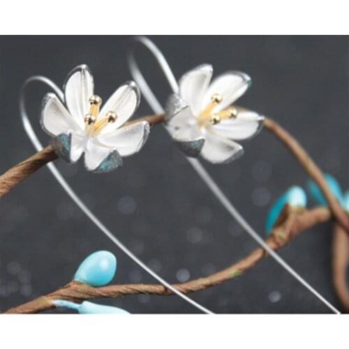 Fashion Long Lotus Flower Earrings For Women Lady Wedding Ethnic Jewelry Girls Gifts Pendientes Brincos