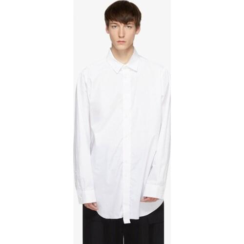 Men and women mid-length profile frayed white shirt niche designer brand loose and simple shirt