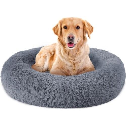 Soft Round Long Plush Dog Beds for Large Dogs Pet Sleeping Bag Large Small Cat & Dog Long Plush Washable Kennel Warm Sofa Basket