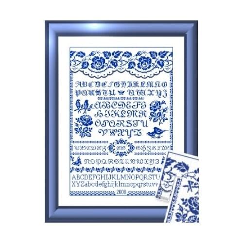Manufacturer Embroidery Blue Roseletter How to Do Counted Cross Stitch Kits with 100% Cotton Floss &Free Shipping for Wall Decor