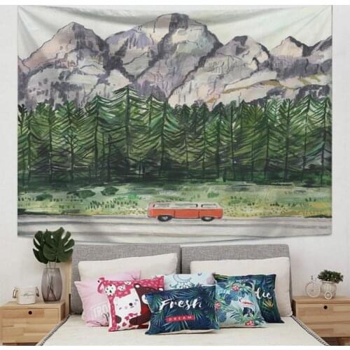 Landscape Tapestry Wall Hanging Mountain Forest Tree Tapestry Background Cloth Tapestry Home Decoration for Livingroom Bedroom