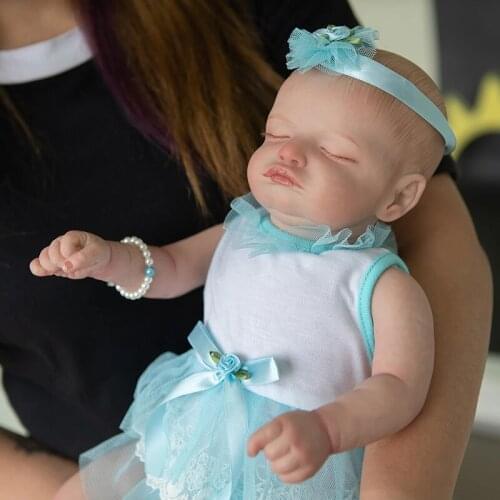 NPK 49CM Reborn Baby Sleeping Girl Rosalie with Rooted Eyelashes Flexible Hand-Drawing Hair 3D Skin Tone with Veins Bebe Toy