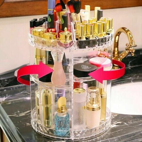 360 Degree Rotating Transparent 3-Layer Clear Organizer Storage Box Case Acrylic Makeup Cosmetic Rack Holder Jewelry Packaging